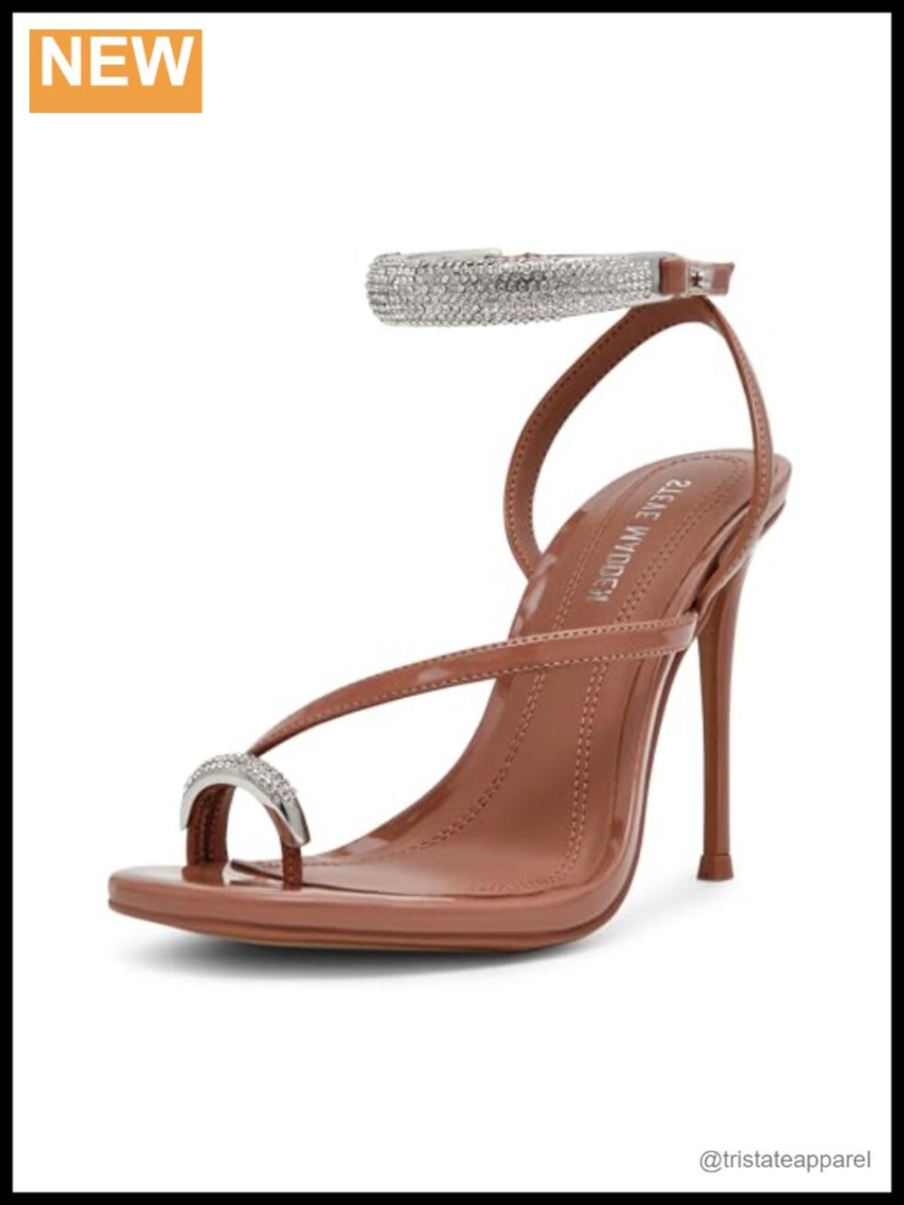 Steve Madden Tia Heeled Sandal with Rhinestone Ankle Strap